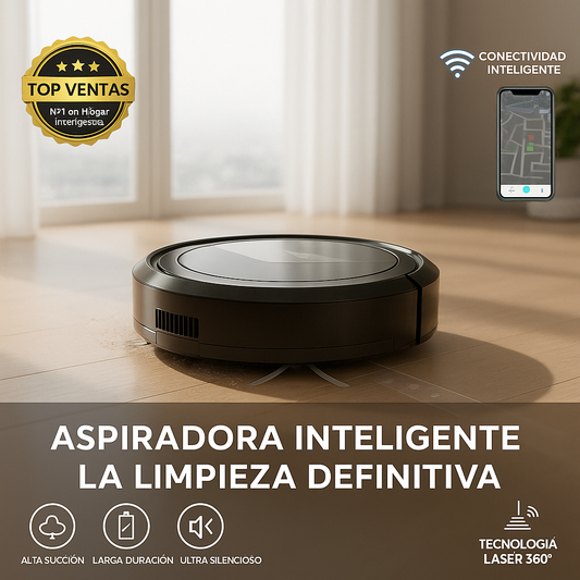 Robot Aspirador Ultra Delgado y Silencioso (50dB) | Máxima Succión 1500Pa | Para Espacios Modernos