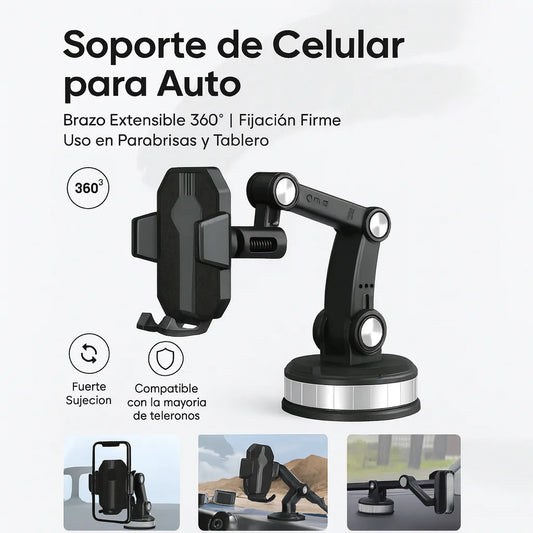 Soporte de Celular para Auto con Brazo Extensible | Seguro y Ajustable