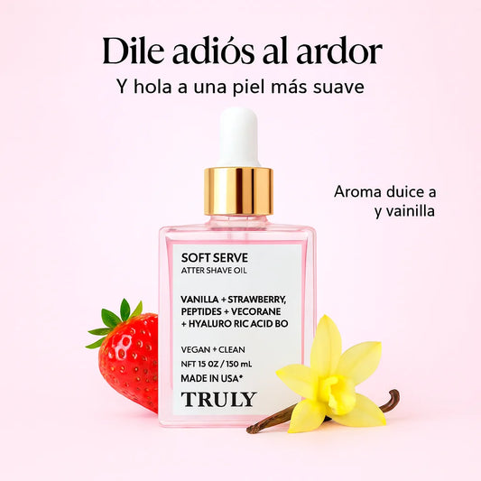 After shave Truly con fragancia de rosa y vainilla.